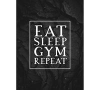 Artery8 Slate Quote Eat Sleep Gym Repeat Art Print Canvas Premium Wall Decor Poster Mural