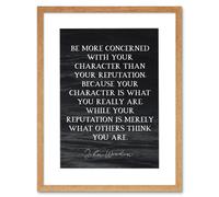 Artery8 Slate Quote John Wooden Character Reputation What You Are Coach Black & White Typography Framed Wall Art Print Picture 12X16 inch in Light Oak Artery8 Light Oak