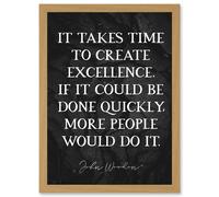 Artery8 Slate Quote John Wooden Takes Time To Create Excellence Basketball Coach Inspiring Sports Artwork Framed Wall Art Print A4 in Light Oak Artery8 Light Oak