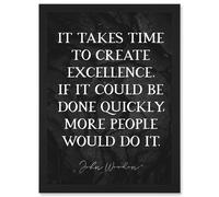 Artery8 Slate Quote John Wooden Takes Time To Create Excellence Basketball Coach Inspiring Sports Artwork Framed Wall Art Print A4 in Black Artery8 Black