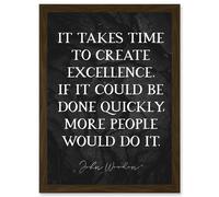Artery8 Slate Quote John Wooden Takes Time To Create Excellence Basketball Coach Inspiring Sports Artwork Framed Wall Art Print A4 in Brown Artery8 Brown