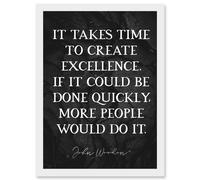 Artery8 Slate Quote John Wooden Takes Time To Create Excellence Basketball Coach Inspiring Sports Artwork Framed Wall Art Print A4 in White Artery8 White