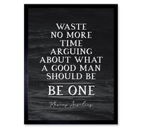 Artery8 Slate Quote Marcus Aurelius Good Man Be One 12x16" Framed Art Print in Grey | Size: W12" x H16" Artery8 Grey W12" x H16"