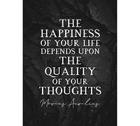 Artery8 Slate Quote Marcus Aurelius Happiness Quality Thoughts Unframed Wall Art Print Poster Home Decor Premium