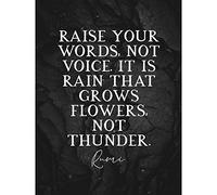 Artery8 Slate Quote Rumi Rain Grows Flowers Not Thunder Large Wall Art Poster Print Thick Paper 18X24 Inch