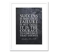 Artery8 Slate Quote Winston Churchill Success Artwork Framed Wall Art Print 12X16 Inch