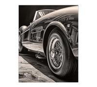 Artery8 Sleek And Sporty Hyper Realistic Graphite Drawing Sports Car Spoke Wheels Gift For Him Extra Large XL Wall Art Poster Print