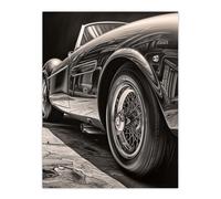 Artery8 Sleek & Sporty Hyper Realistic Graphite Drawing Sports Car Spoke Wheels Gift For Him Unframed Wall Art Print Poster Home Decor Premium Artery8 Multicolor W12" x H16"