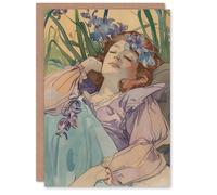 Artery8 Sleeping Beauty Floral Soft Watercolour Painting For Her Woman Birthday Card