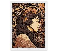 Artery8 Sleeping Beauty Modern Art Nouveau Illustration Artwork Framed A3 Wall Art Print