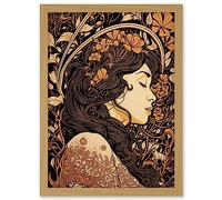 Artery8 Sleeping Beauty Modern Art Nouveau Illustration Artwork Framed A3 Wall Art Print