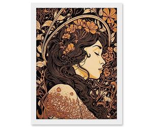 Artery8 Sleeping Beauty Modern Art Nouveau Illustration Artwork Framed A3 Wall Art Print