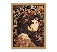 Artery8 Sleeping Beauty Modern Art Nouveau Illustration Artwork Framed Wall Art Print 18X24 Inch