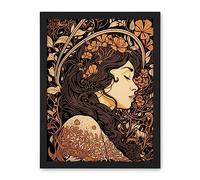 Artery8 Sleeping Beauty Modern Art Nouveau Illustration Artwork Framed Wall Art Print 18X24 Inch