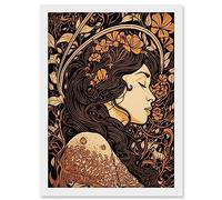 Sleeping Beauty Modern Art Nouveau Illustration Artwork Framed Wall Art Print A4 Artery8 White One Size