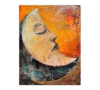 Artery8 Sleeping Crescent Moon Abstract Oil Painting Living Room Extra Large XL Wall Art Poster Print