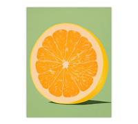 Artery8 Sliced Orange on Green Pastel Duotone Colour Block Fruit Kitchen Artwork Extra Large XL Wall Art Poster Print
