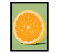Artery8 Sliced Orange on Green Pastel Duotone Colour Block Fruit Kitchen Artwork Framed Wall Art Print A4