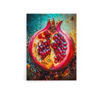 Artery8 Sliced Pomegranate Fruit Kitchen Decor Canvas Wall Art Print | Size: W12" x H16" Artery8 Multicolor W12" x H16"