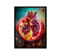 Artery8 Sliced Pomegranate Fruit Kitchen Decor Framed Canvas Wall Art Print | Size: W24" x H32" Artery8 Multicolor W24" x H32"