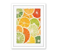 Artery8 Slices of Limes Oranges and Grapefruit Bright Watercolour Painting Kitchen Artwork Framed Wall Art Print 18X24 Inch