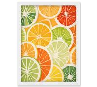 Artery8 Slices of Limes Oranges and Grapefruit Bright Watercolour Painting Kitchen Artwork Framed Wall Art Print A4