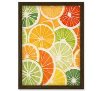 Artery8 Slices of Limes Oranges and Grapefruit Bright Watercolour Painting Kitchen Artwork Framed Wall Art Print A4
