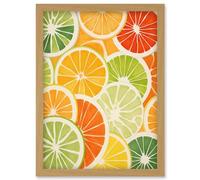 Artery8 Slices of Limes Oranges and Grapefruit Bright Watercolour Painting Kitchen Artwork Framed Wall Art Print A4