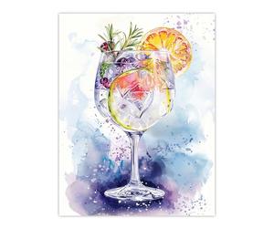 Artery8 Sloe Gin Tonic Fruit Cocktail Modern Watercolour Kitchen Large Wall Art Poster Print Thick Paper 18X24 Inch