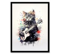 Artery8 Smelly Cat Lovers Gift Watercolour Pet Portrait Painting Artwork Artwork Framed Wall Art Print 18X24 Inch