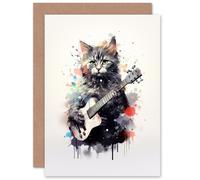 Artery8 Smelly Cat Lovers Gift Watercolour Pet Portrait Painting Artwork Sealed Greeting Card Plus Envelope Blank inside