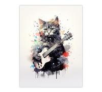 Artery8 Smelly Cat Lovers Gift Watercolour Pet Portrait Painting Artwork Large Wall Art Poster Print Thick Paper 18X24 Inch