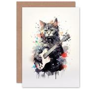 Artery8 Smelly Cat Lovers Gift Watercolour Pet Portrait Painting Artwork Sealed Greeting Card Plus Envelope Blank inside