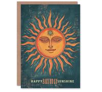Artery8 Birthday Card Smiling Sun Face Sunshine Tarot Style Design Blank Arty Art All Occasion Greeting Card