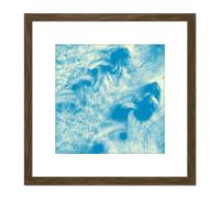 Artery8 Smoke Abstract Soft Sky 8X8 Inch Square Wooden Framed Wall Art Print Picture with Mount in Brown Artery8 Brown