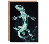 Artery8 Greeting Card Smoke and Xray Effect Lizard Electric Blue Blank For Him Or Her Art Birthday Card