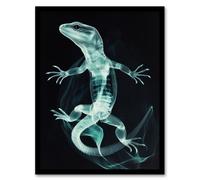 Artery8 Smoke and Xray Effect Lizard Electric Blue Living Room Artwork Framed Wall Art Print A4