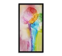 Artery8 Smudge Zentangle Flower Watercolour Painting Framed Wall Art Print Long 25X12 Inch