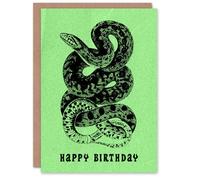 Artery8 Snake Serpent Retro Vintage Style Drawing Birthday Card