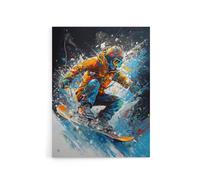 Artery8 Snowboarder Action Scene Colourful Modern Canvas Wall Art Print | Size: W24" x H32" Artery8 Multicolor W24" x H32"