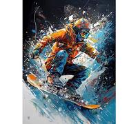 Artery8 Snowboarder Landing Snowboard Jump Splatter Paint Extra Large XL Wall Art Poster Print