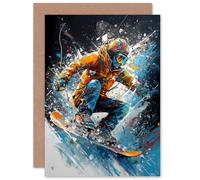 Artery8 Snowboarder Snowboarding Fan Custom Greeting Card Personalised Message Inside for Him or Her Man Woman Birthday Thank You Congratulations