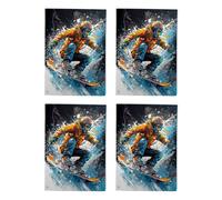 Artery8 Snowboarder Winter Art Cards Snowboarding Any Occasion Pack of 4 A6 | Size: 4 Pack Artery8 Multicolor 4 Pack