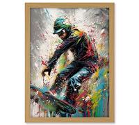 Artery8 Snowboarding Extreme Sport Athlete Paint Splat Artwork Framed A3 Wall Art Print