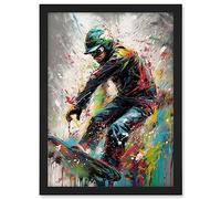 Artery8 Snowboarding Extreme Sport Athlete Paint Splat Artwork Framed A3 Wall Art Print