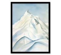 Artery8 Snowcapped Mountain Painting Icy White Simple Framed Art Print | Size: W12" x H16" Artery8 White W12" x H16"