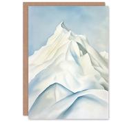 Artery8 Snowcapped Mountain Painting Icy White Simple Greeting Birthday Card Him Her All Blank