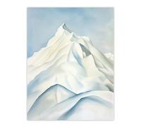 Artery8 Snowcapped Mountain Painting Icy White Simple Living Room Large Wall Art Poster Print Thick Paper 18X24 Inch