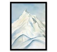 Artery8 Snowcapped Mountain Painting Icy White Simple Living Room Artwork Framed Wall Art Print A4