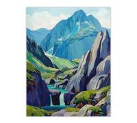 Artery8 Snowdonia National Park Wales Landscape Painting Living Room Extra Large XL Wall Art Poster Print
